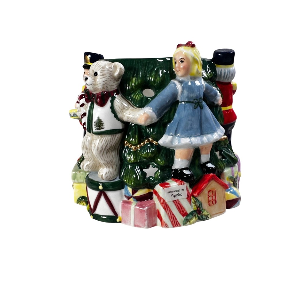 Spode Christmas Tree Toys Around the Tree Votive Candle Holder Hand Painted Box